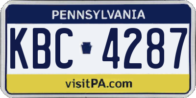 PA license plate KBC4287