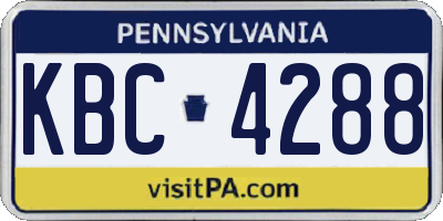 PA license plate KBC4288