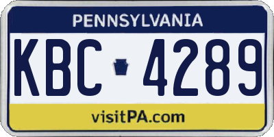 PA license plate KBC4289