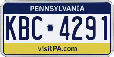 PA license plate KBC4291