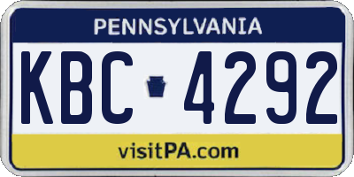 PA license plate KBC4292