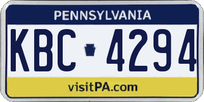 PA license plate KBC4294