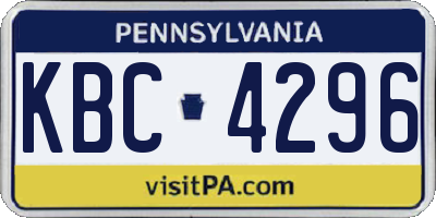 PA license plate KBC4296