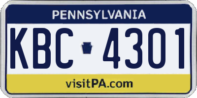 PA license plate KBC4301