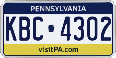 PA license plate KBC4302