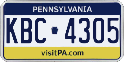 PA license plate KBC4305