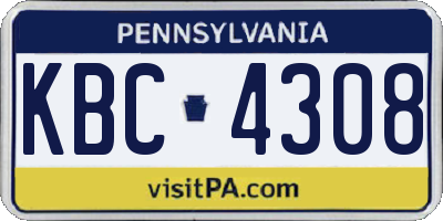 PA license plate KBC4308