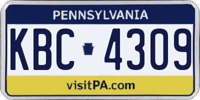 PA license plate KBC4309