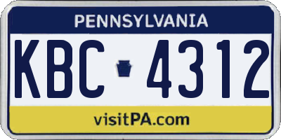 PA license plate KBC4312