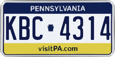 PA license plate KBC4314