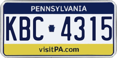 PA license plate KBC4315