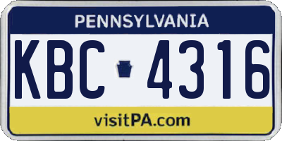 PA license plate KBC4316