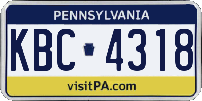 PA license plate KBC4318