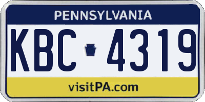 PA license plate KBC4319