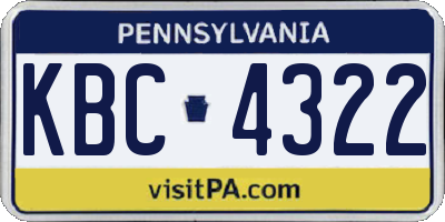 PA license plate KBC4322