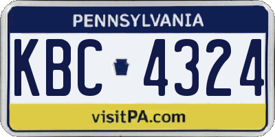 PA license plate KBC4324