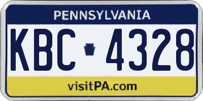 PA license plate KBC4328