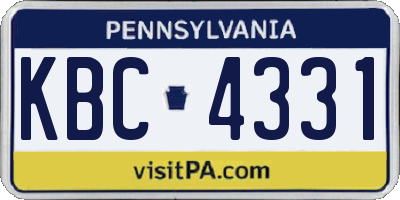 PA license plate KBC4331