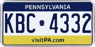 PA license plate KBC4332