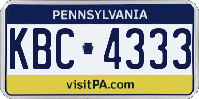 PA license plate KBC4333