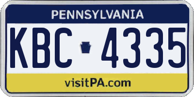 PA license plate KBC4335