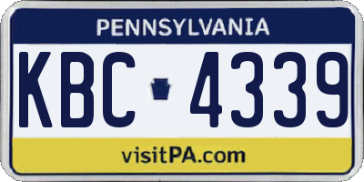 PA license plate KBC4339