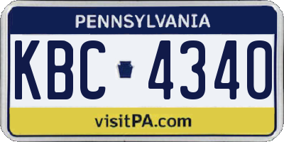 PA license plate KBC4340