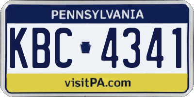 PA license plate KBC4341