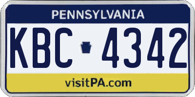 PA license plate KBC4342