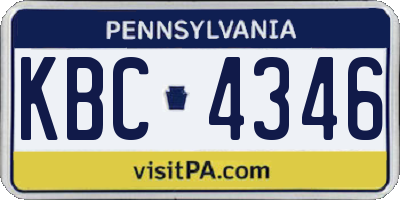 PA license plate KBC4346