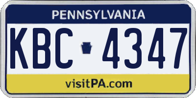 PA license plate KBC4347