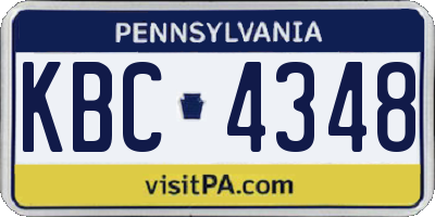 PA license plate KBC4348