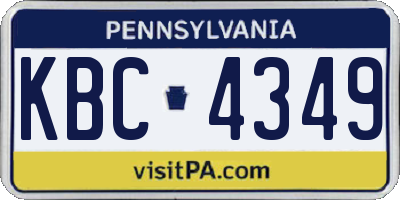 PA license plate KBC4349