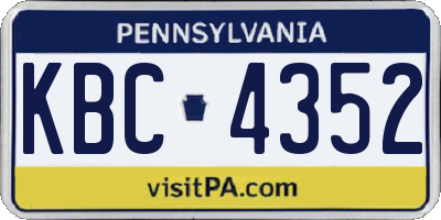 PA license plate KBC4352