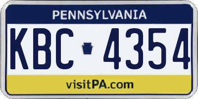 PA license plate KBC4354