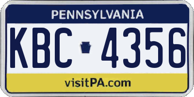 PA license plate KBC4356