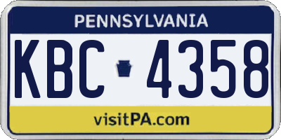 PA license plate KBC4358
