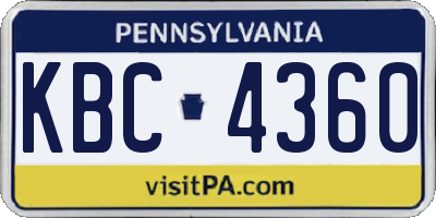 PA license plate KBC4360
