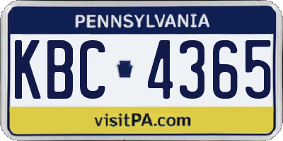 PA license plate KBC4365
