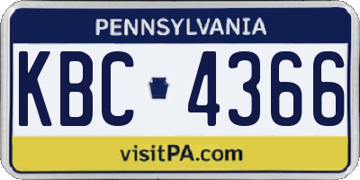 PA license plate KBC4366