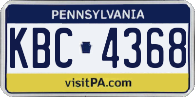 PA license plate KBC4368