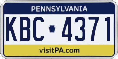 PA license plate KBC4371