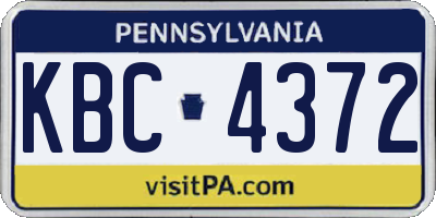 PA license plate KBC4372