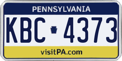 PA license plate KBC4373