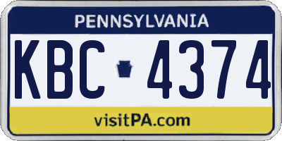 PA license plate KBC4374