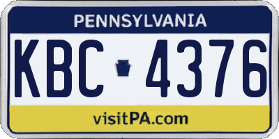 PA license plate KBC4376