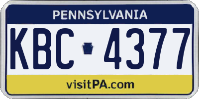 PA license plate KBC4377