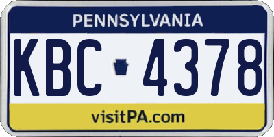 PA license plate KBC4378