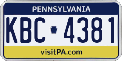 PA license plate KBC4381