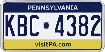 PA license plate KBC4382